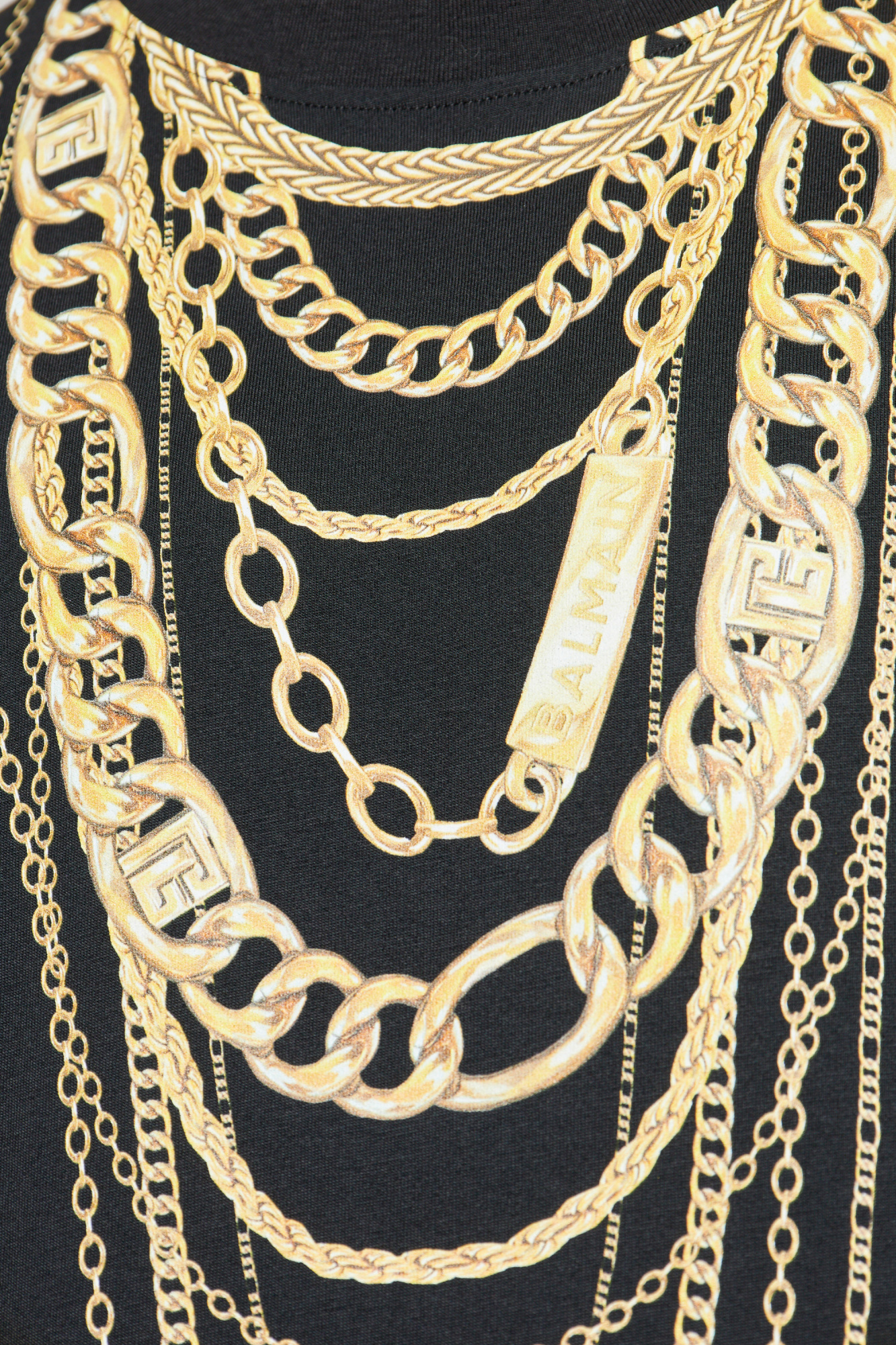 Balmain DN1FF810TDCSGEM 関税送料込 Short-sleeved Balmain Chain print T-shirt - Women | BALMAIN
